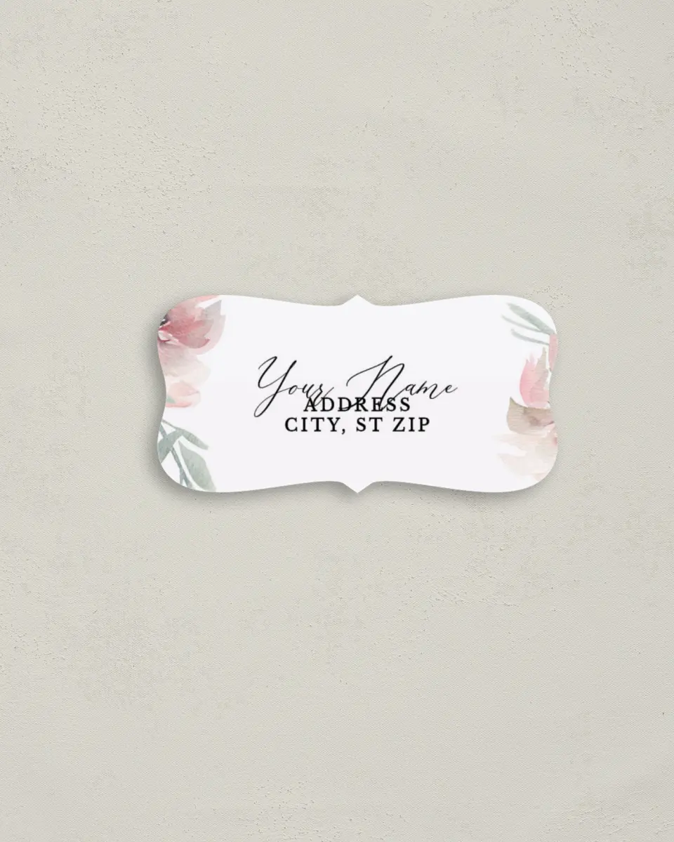 This is a 3" x 1½" Return Address Label called Soft Florals printed in full color