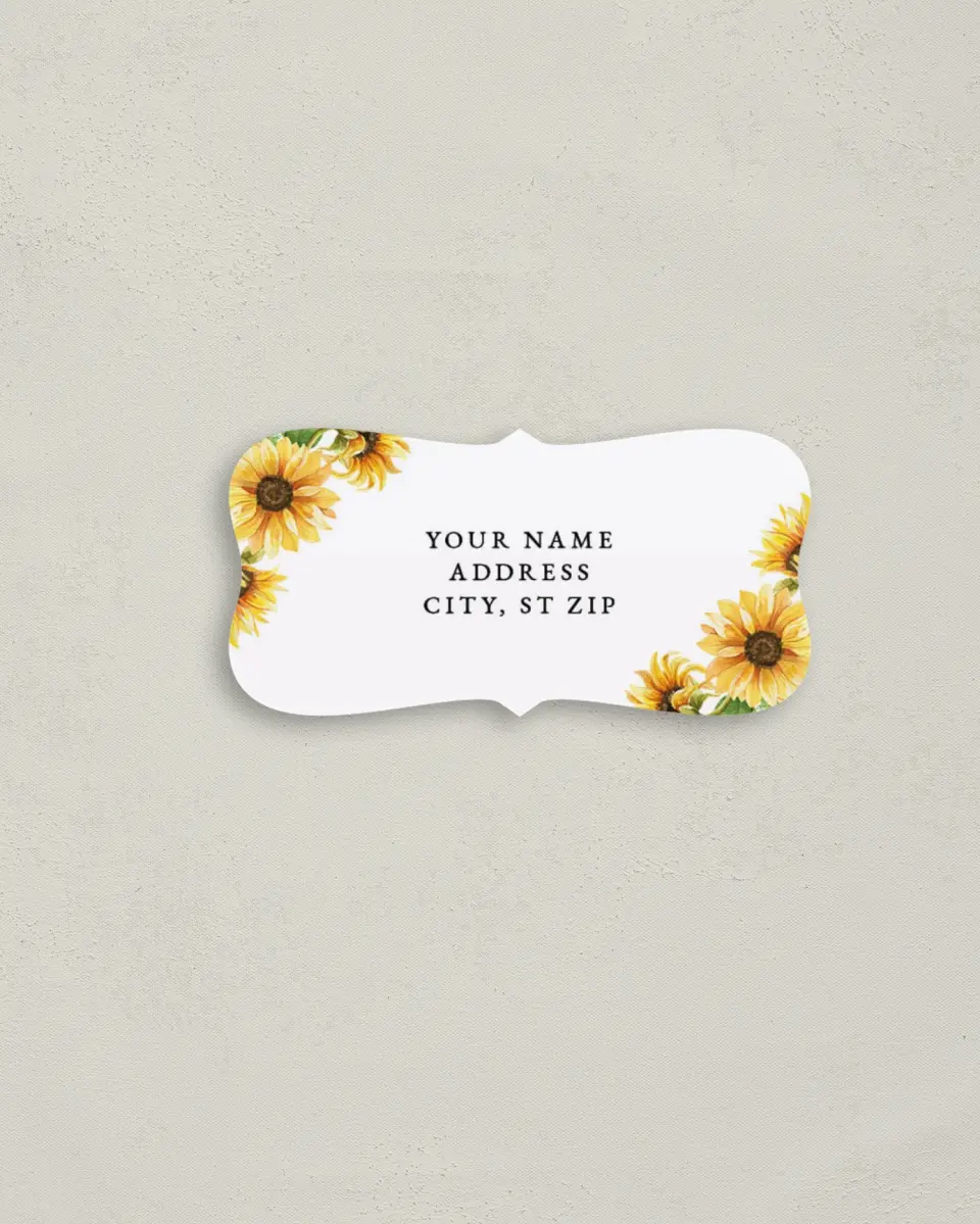 This is a 3" x 1½" Return Address Label called Sunflower Bliss printed in full color
