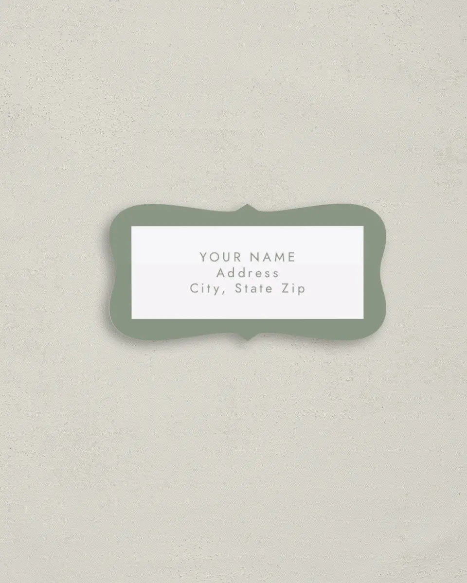 This is a 3" x 1½" Return Address Label called Boxed Beau printed in full color