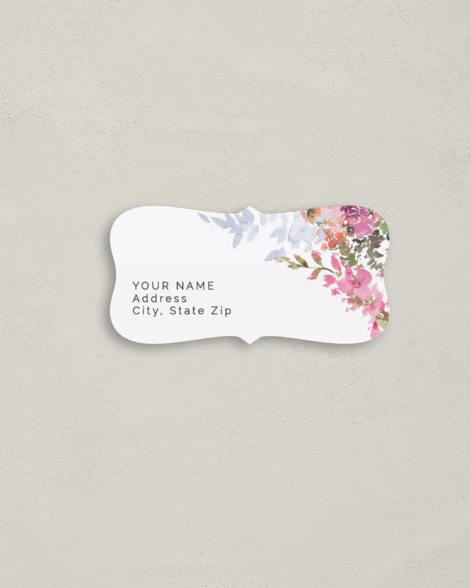 This is a 3" x 1½" Return Address Label called Blushing Bouquet printed in full color
