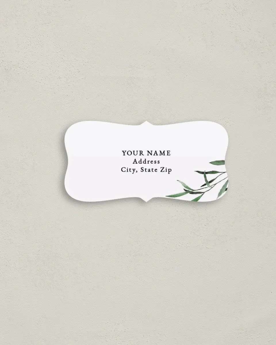 This is a 3" x 1½" Return Address Label called Tender Twig printed in full color