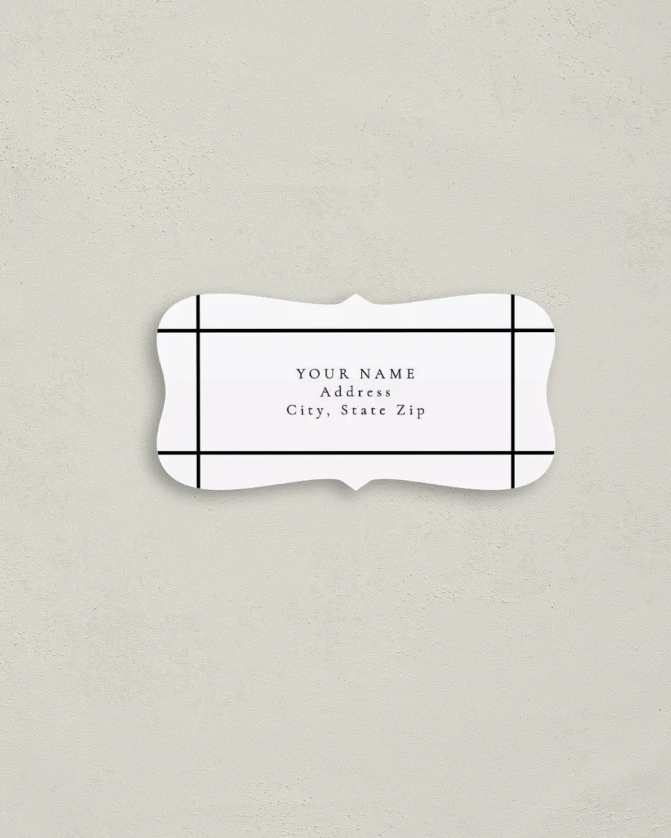 This is a 3" x 1½" Return Address Label called Modern Trim printed in full color