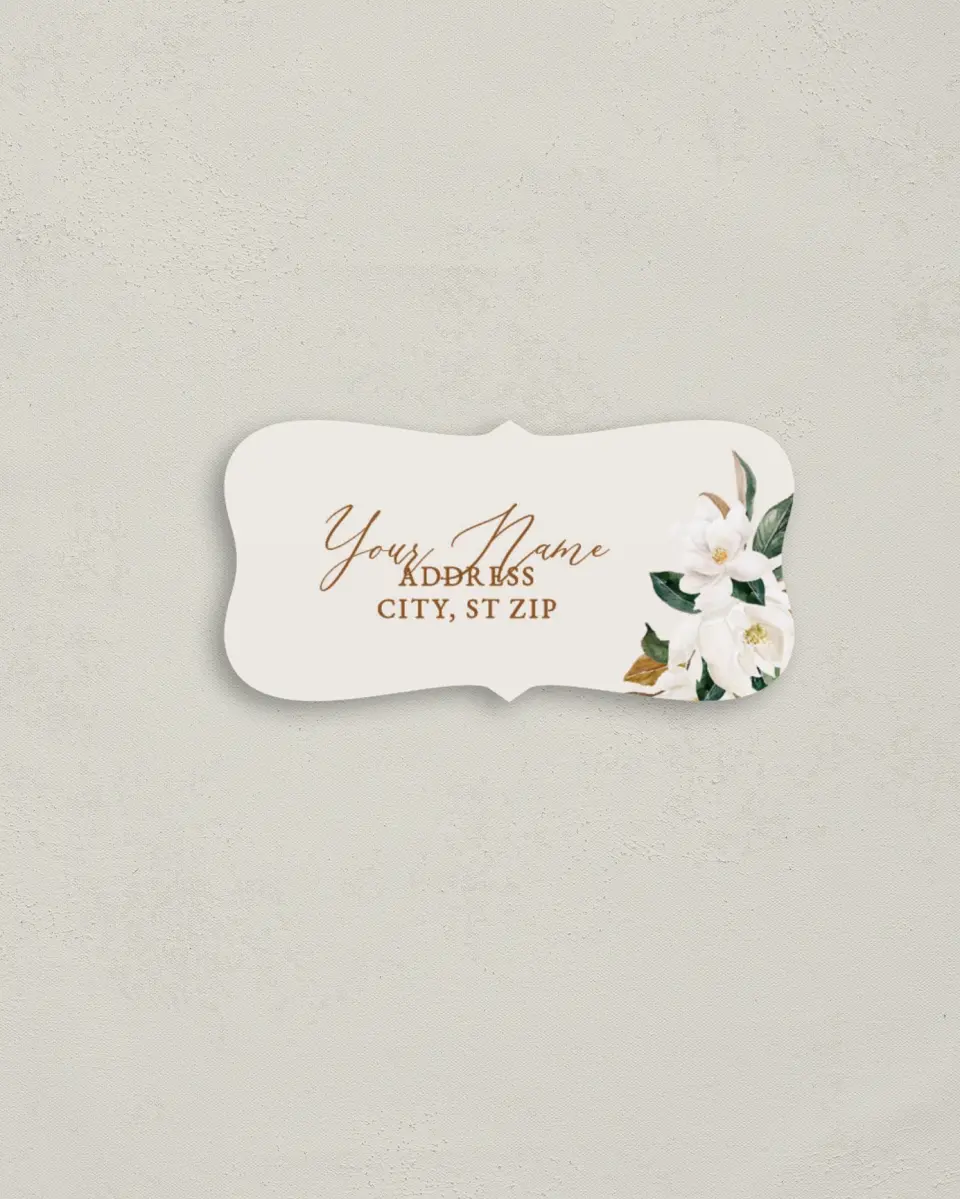 This is a 3" x 1½" Return Address Label called Soft Magnolia printed in full color