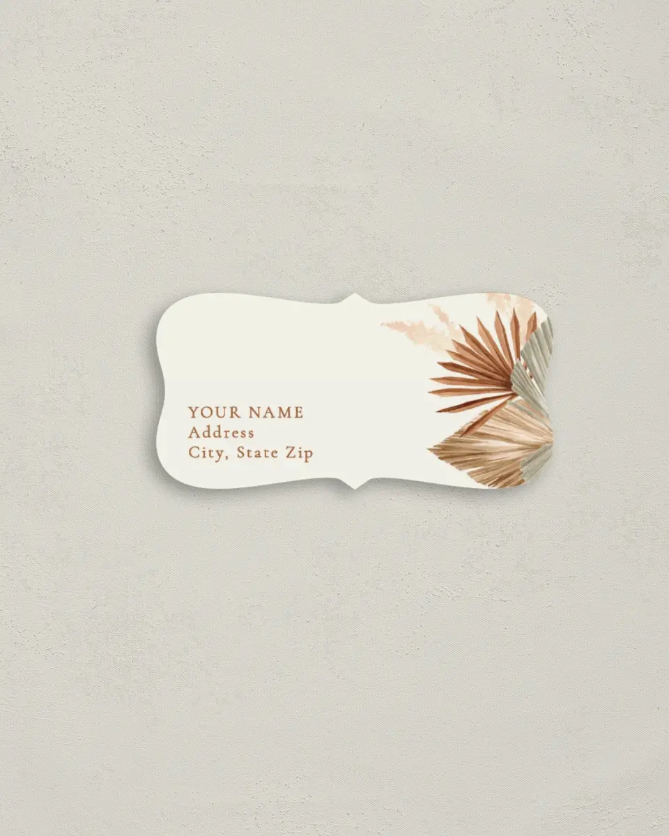 This is a 3" x 1½" Return Address Label called Sandy Fronds printed in full color