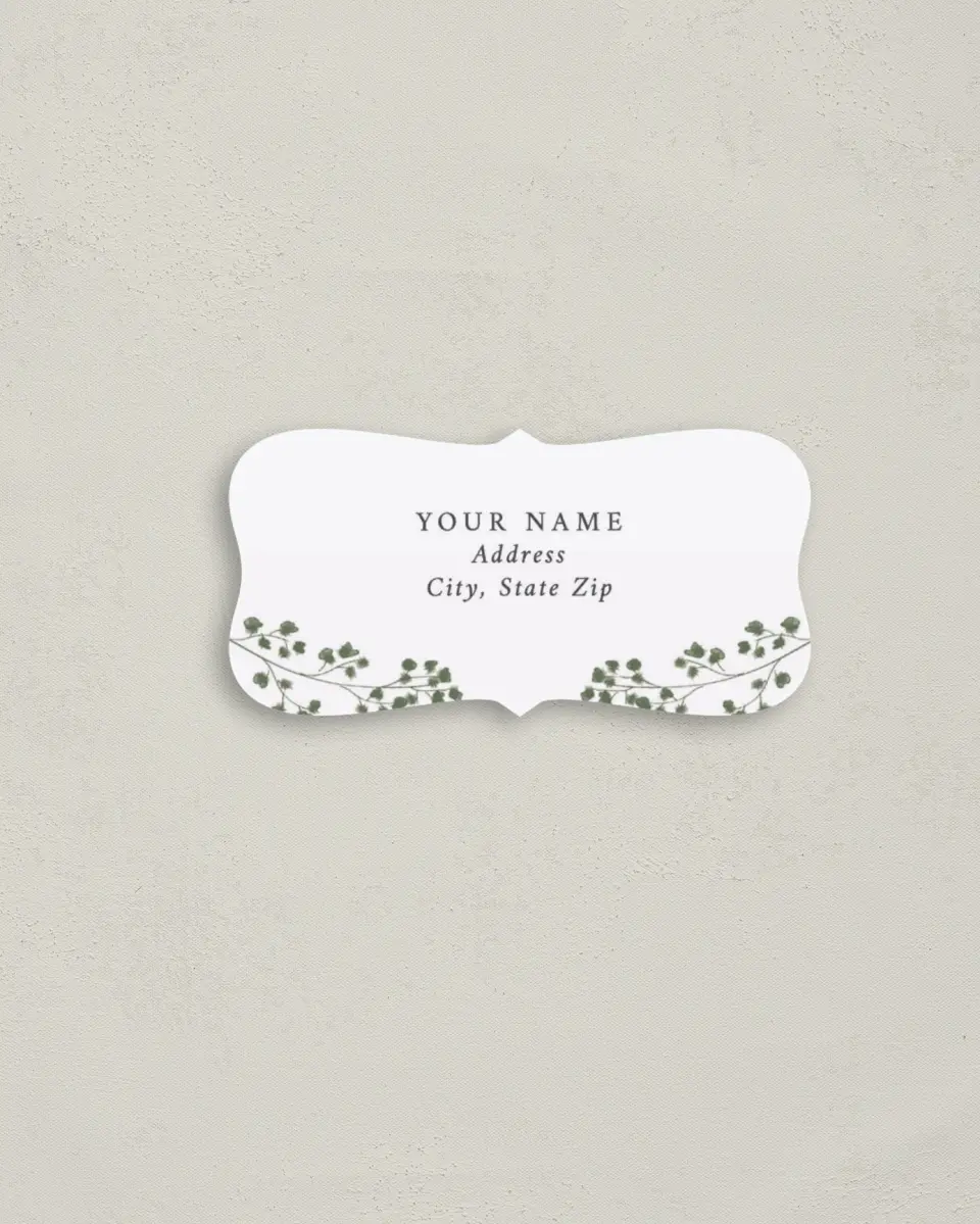 This is a 3" x 1½" Return Address Label called Fresh Tendrils printed in full color
