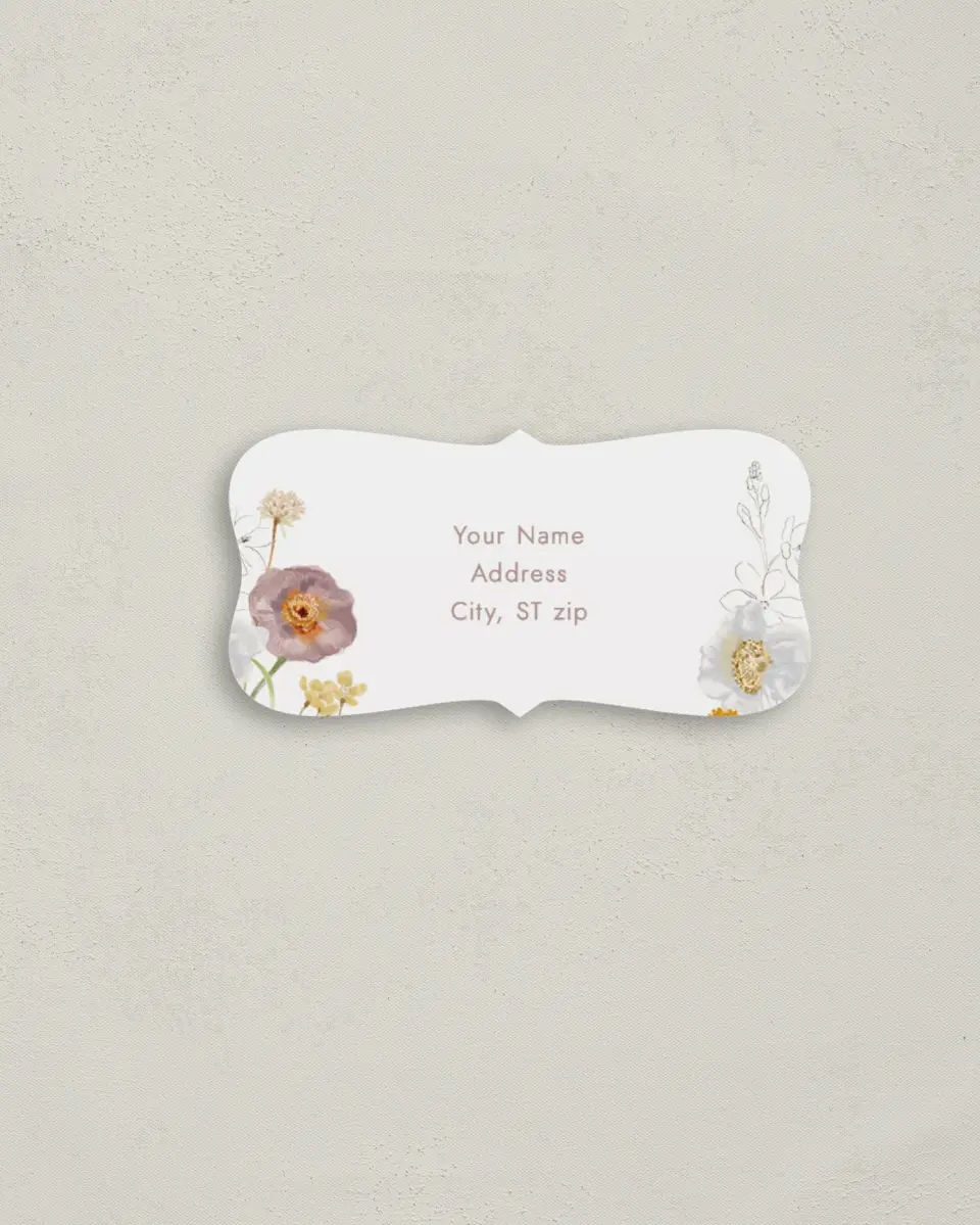 This is a 3" x 1½" Return Address Label called Enchanting Wildflowers printed in full color