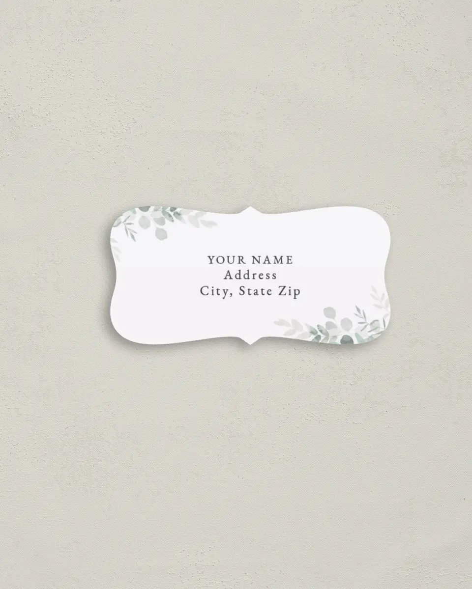 This is a 3" x 1½" Return Address Label called Elegant Greenery printed in full color