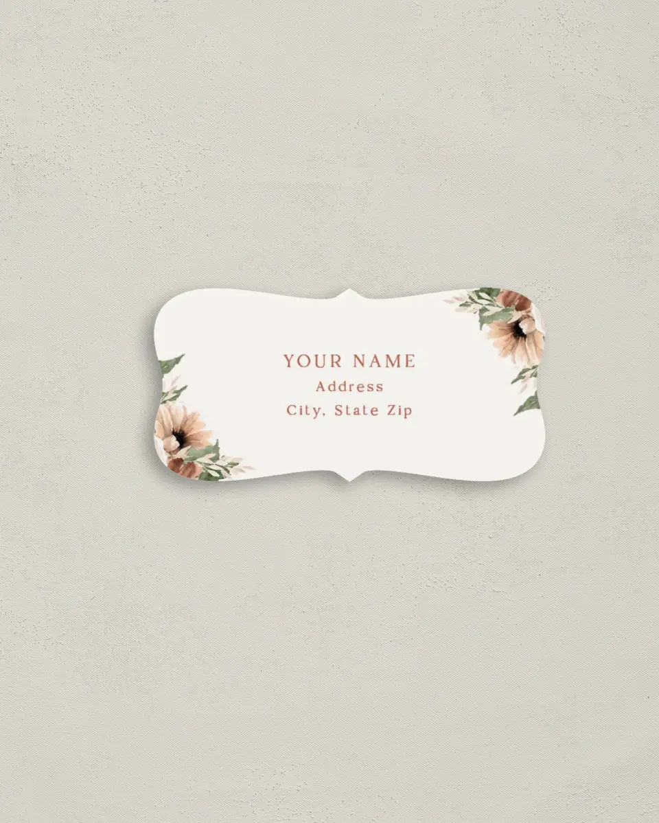This is a 3" x 1½" Return Address Label called Autumn Blooms printed in full color