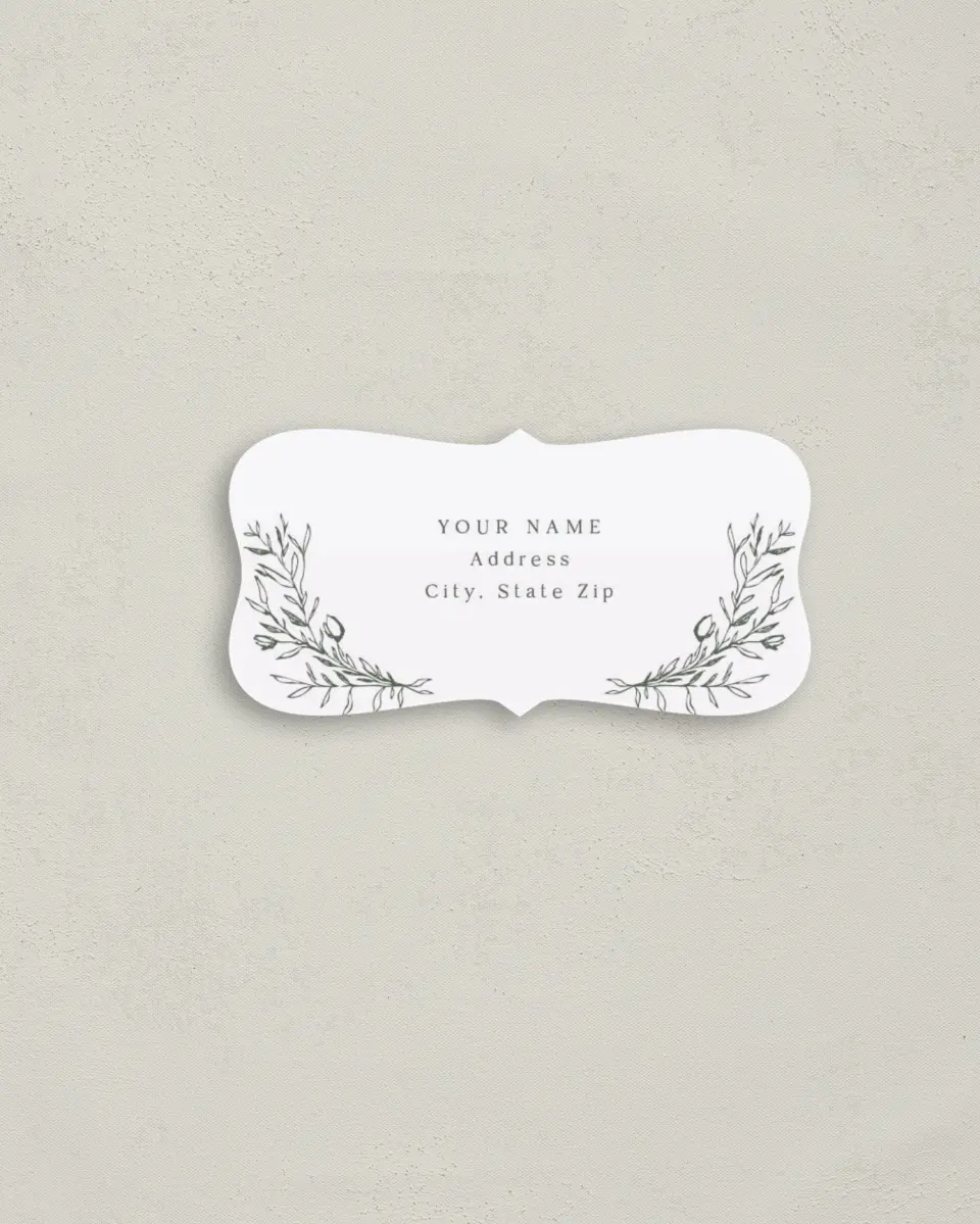 This is a 3" x 1½" Return Address Label called Flourishing Frame printed in full color