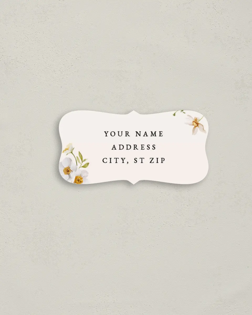 This is a 3" x 1½" Return Address Label called Charming Cosmos printed in full color