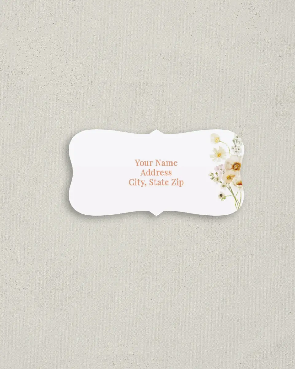 This is a 3" x 1½" Return Address Label called Warm Wildflowers printed in full color