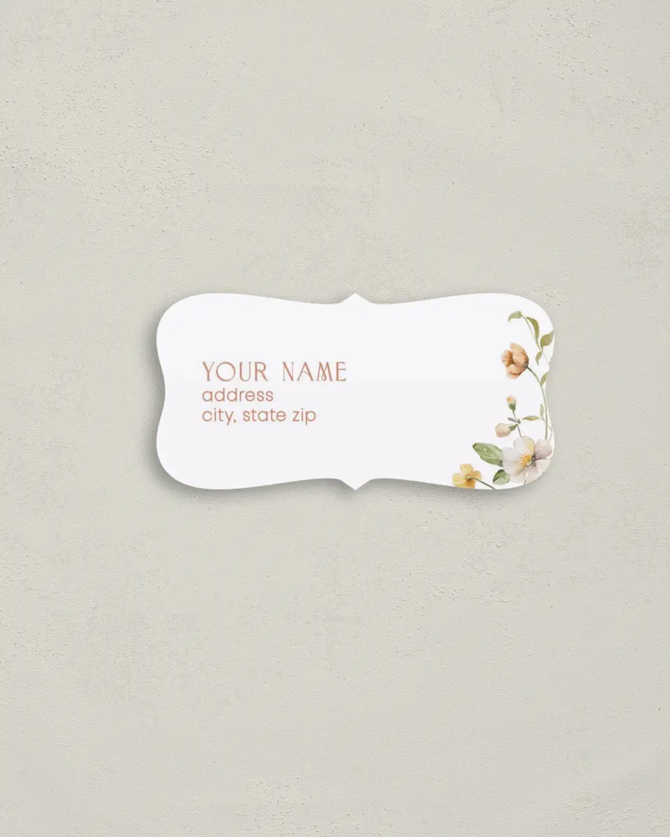 This is a 3" x 1½" Return Address Label called Delicate Garden printed in full color