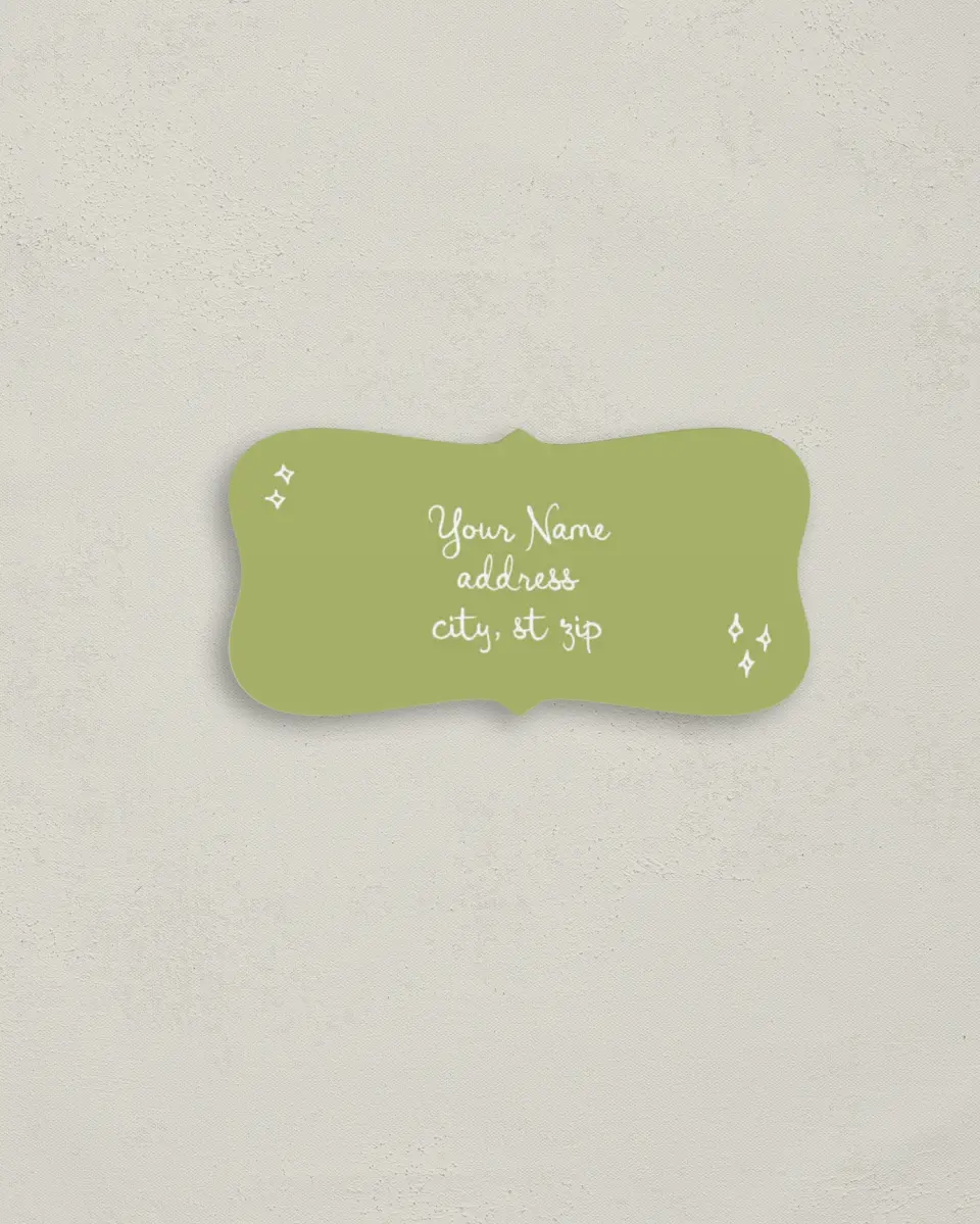This is a 3" x 1½" Return Address Label called Wedding Whimsy printed in full color