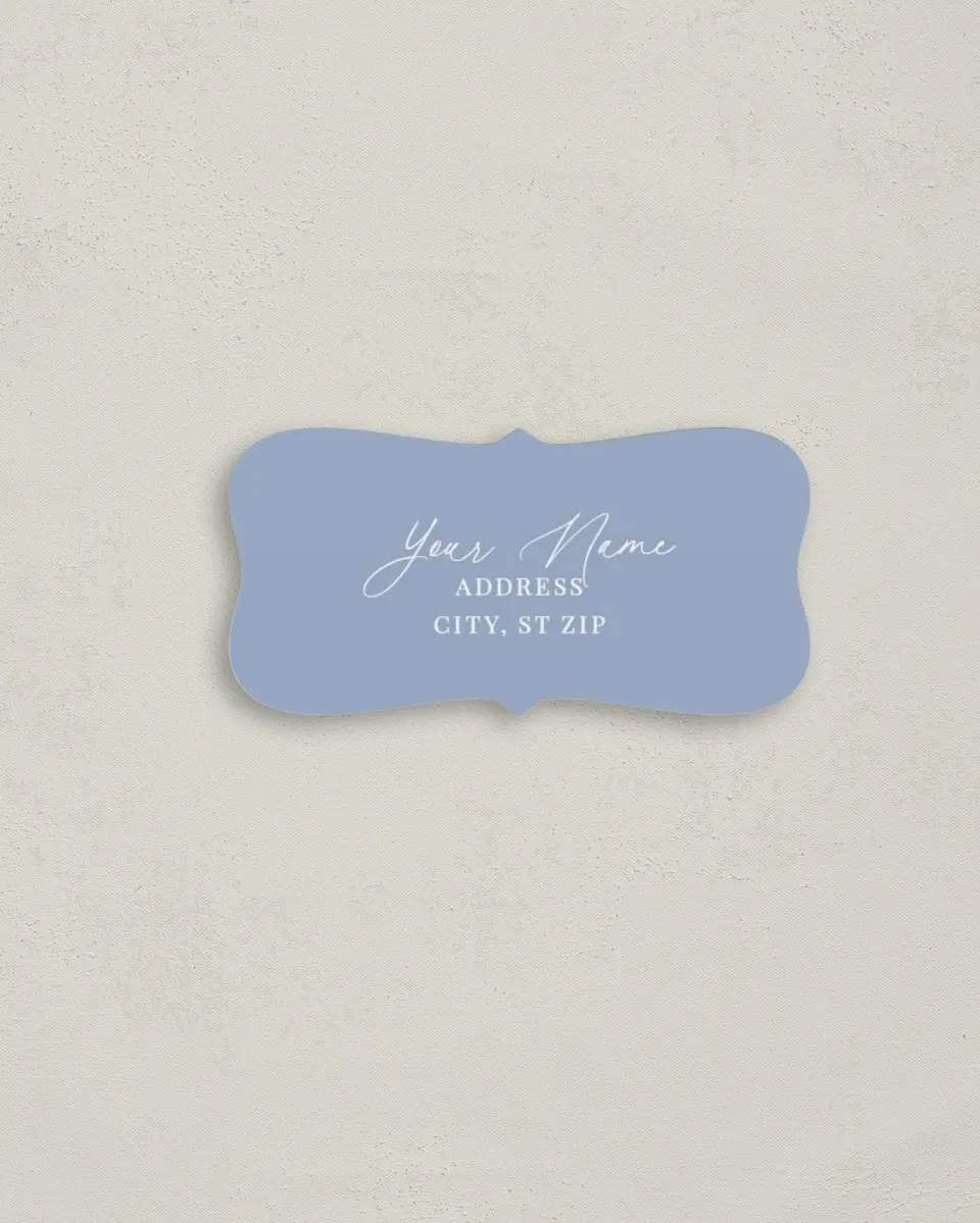 This is a 3" x 1½" Return Address Label called Blue Blossoms printed in full color