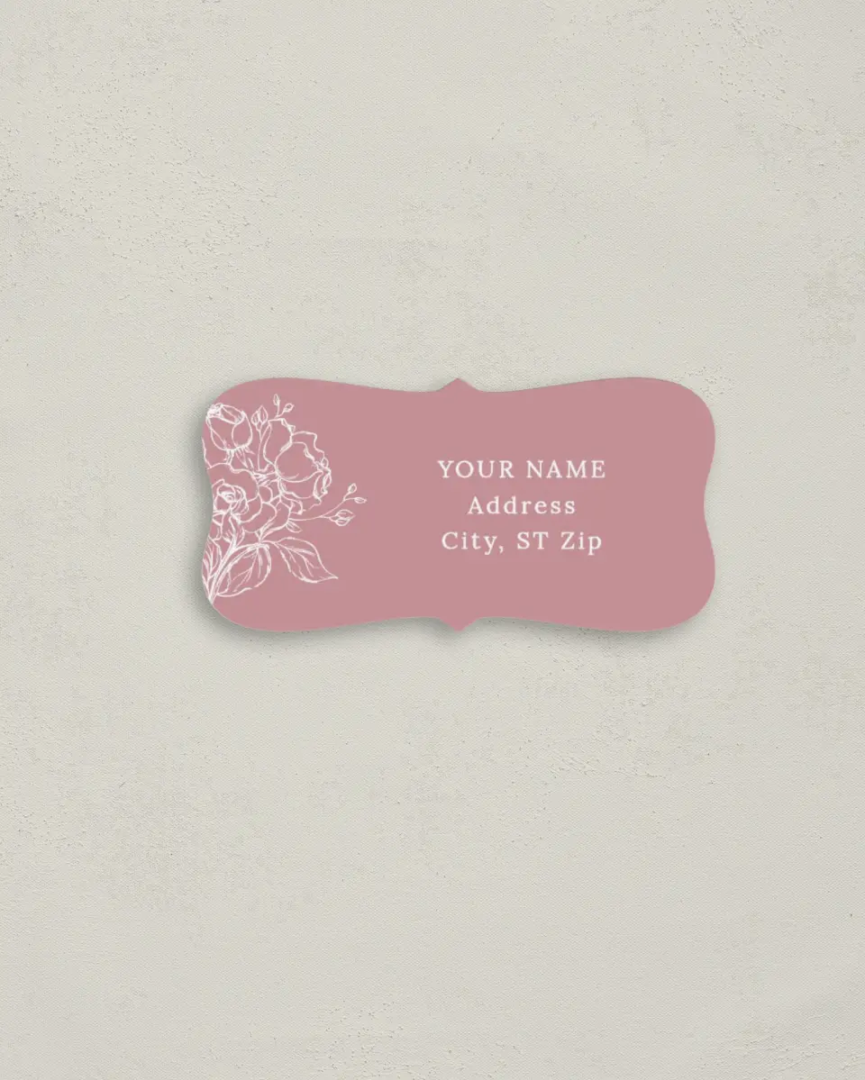 This is a 3" x 1½" Return Address Label called Blushing Rose printed in full color