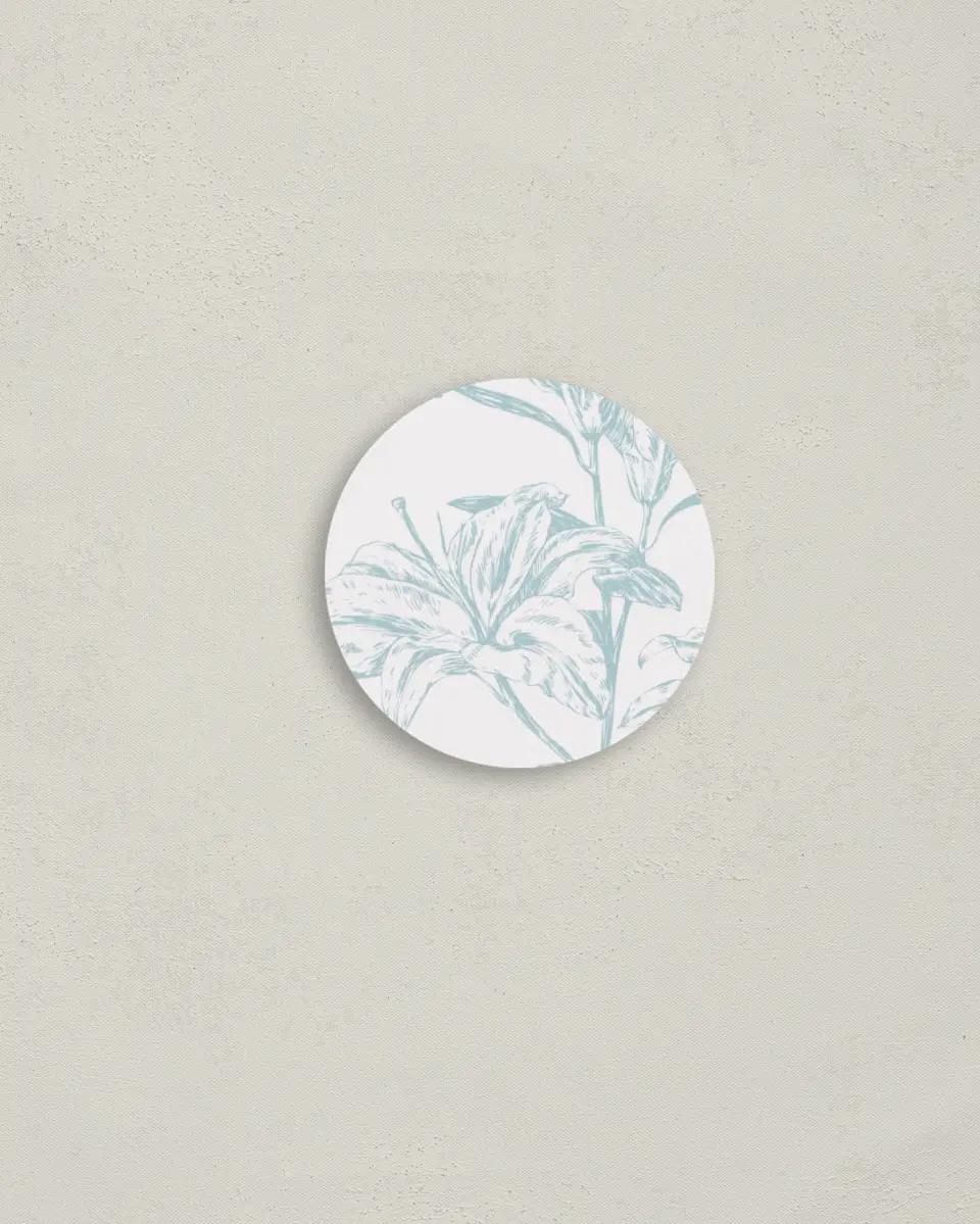 This is a 2" circle Envelope Seal called Honey Blossoms printed in full color