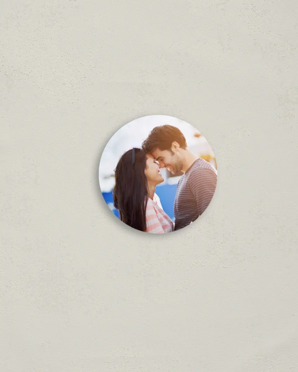 This is a 2" circle Envelope Seal called Alluring Affection printed in full color