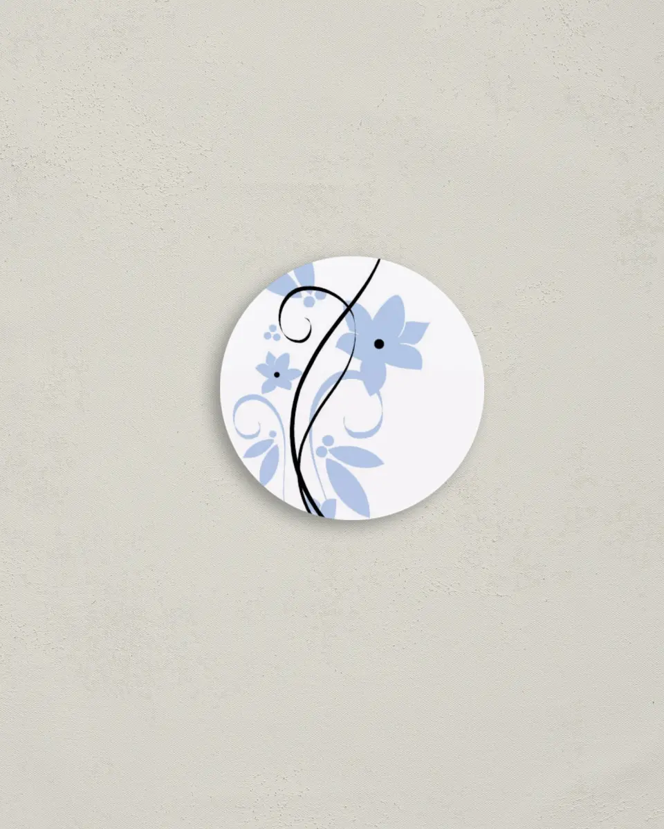 This is a 2" circle Envelope Seal called Floral Flourish printed in full color