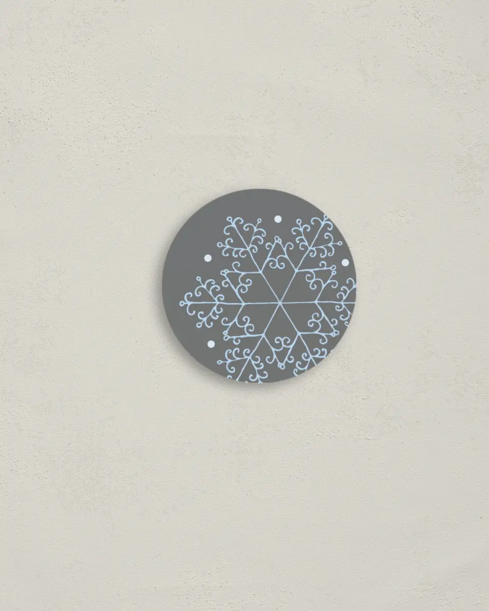 This is a 2" circle Envelope Seal called Seasonal Snowflake printed in full color