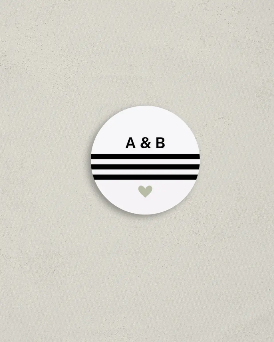 This is a 2" circle Envelope Seal called Modern Typography printed in full color