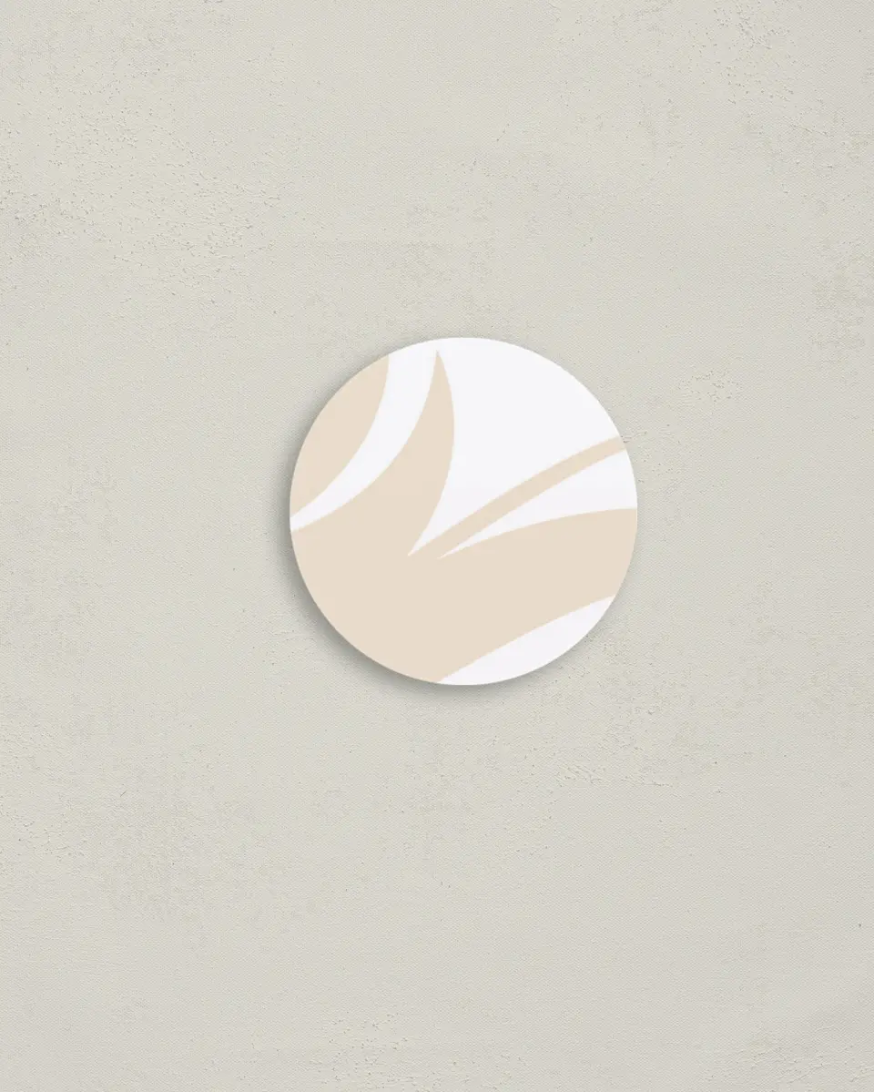 This is a 2" circle Envelope Seal called Whispering Feather printed in full color