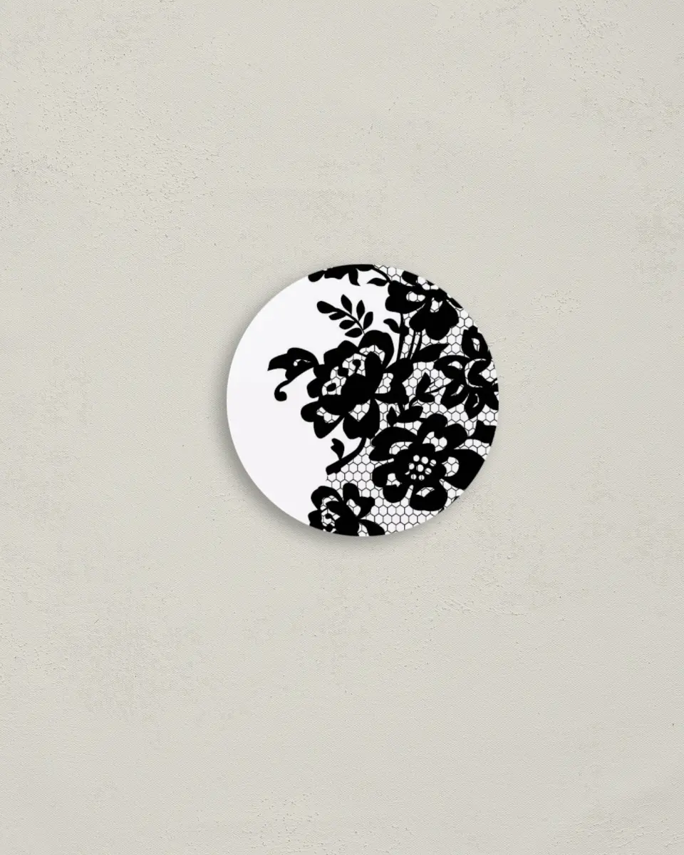 This is a 2" circle Envelope Seal called Floral Lace printed in full color