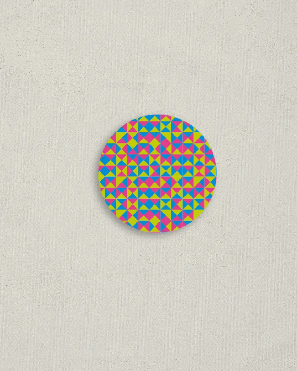 This is a 2" circle Envelope Seal called Flirty Neon printed in full color