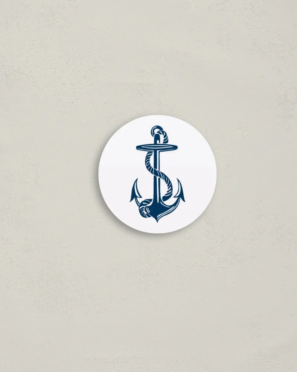 This is a 2" circle Envelope Seal called Love's Anchor printed in full color