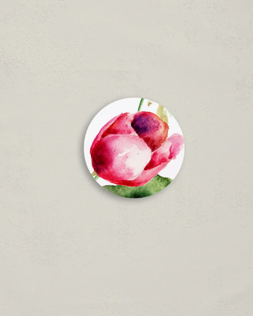 This is a 2" circle Envelope Seal called Floral Watercolor printed in full color