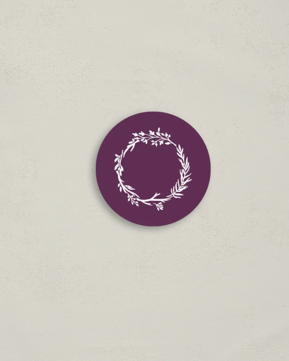 This is a 2" circle Envelope Seal called Charming Love Story printed in full color