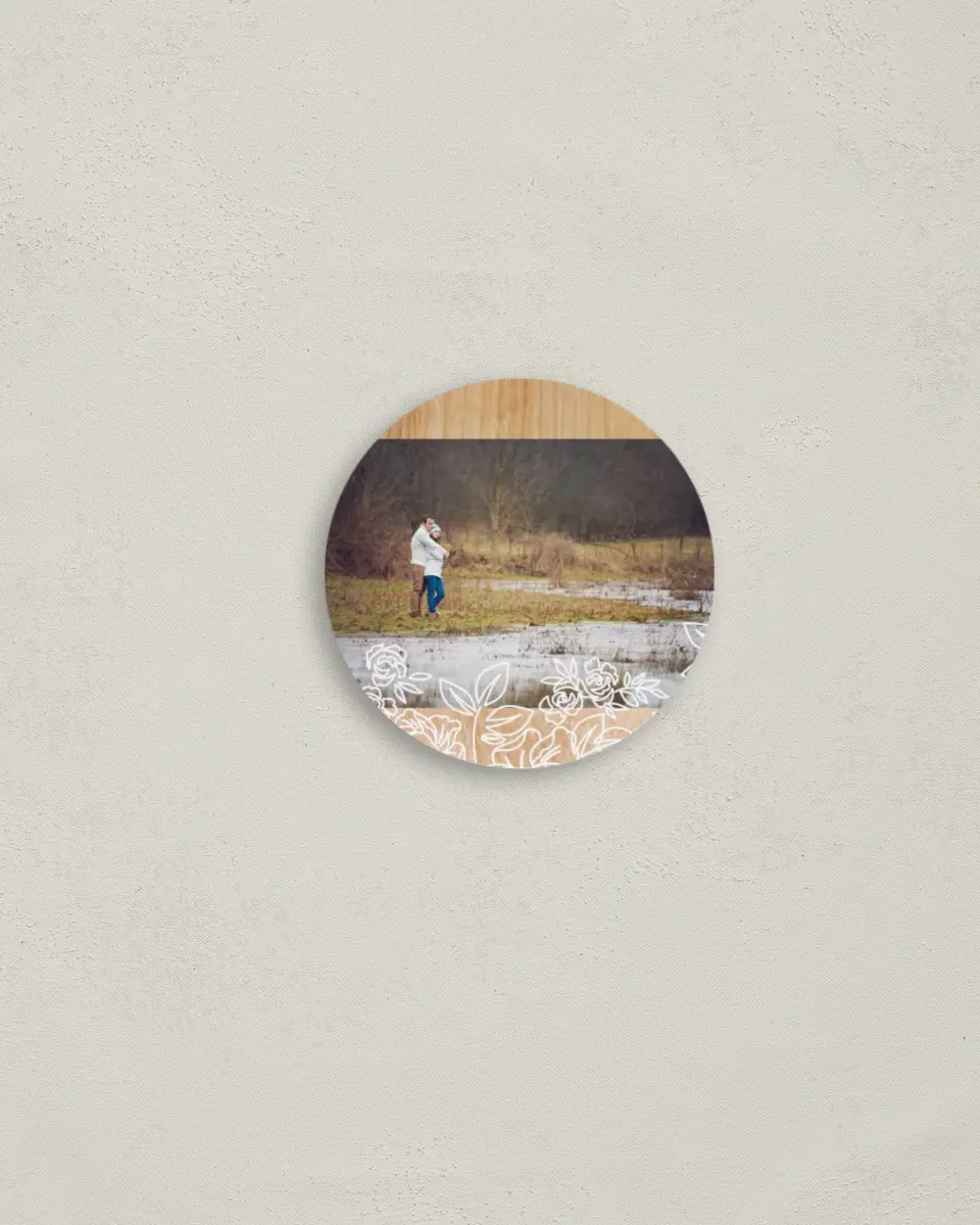 This is a 2" circle Envelope Seal called Rustic Woodgrain printed in full color