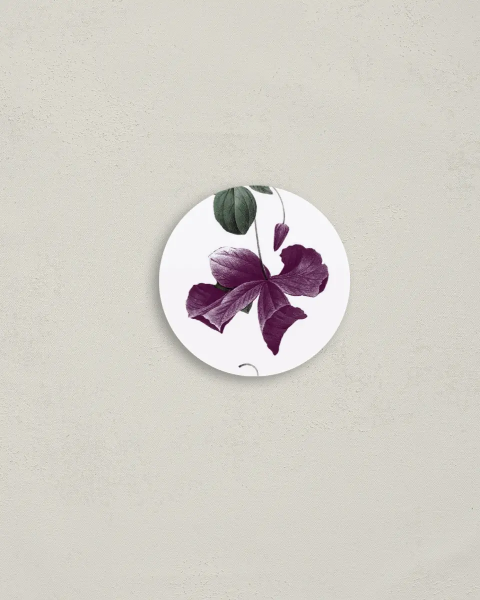 This is a 2" circle Envelope Seal called Garden Laurel printed in full color
