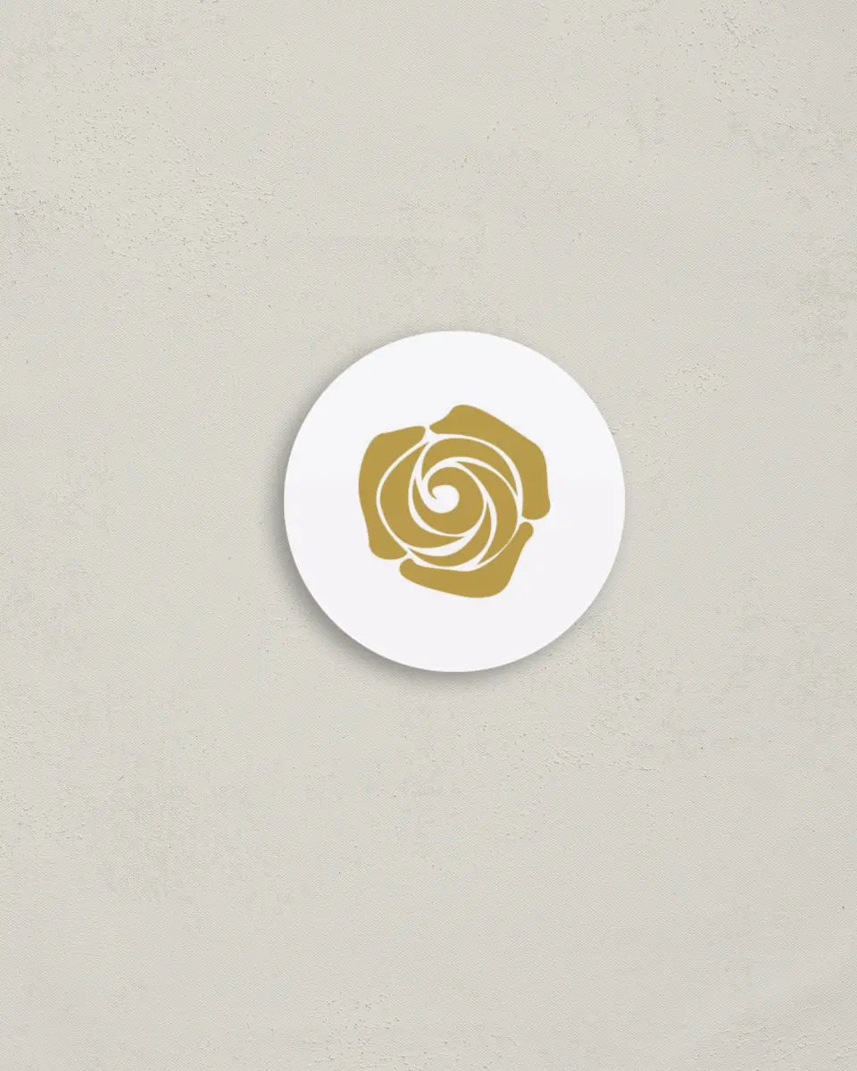 This is a 2" circle Envelope Seal called Ravishing Rose printed in full color