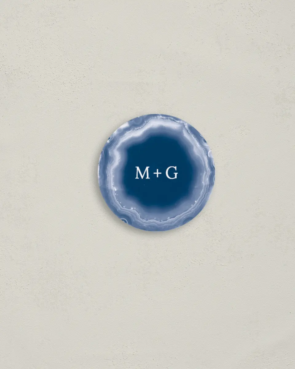 This is a 2" circle Envelope Seal called Dazzling Agate printed in full color