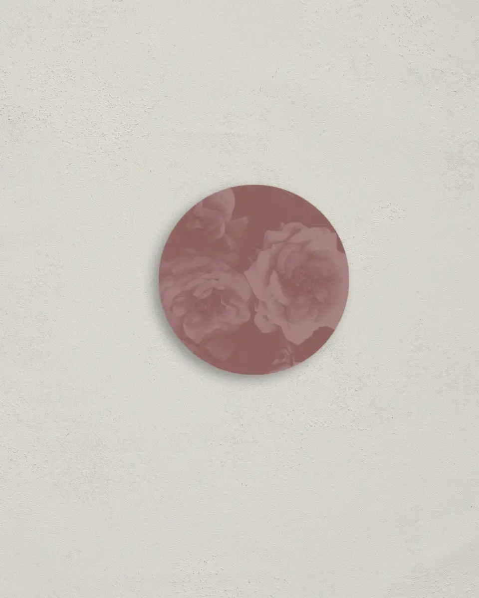 This is a 2" circle Envelope Seal called Blushing Beauty printed in full color