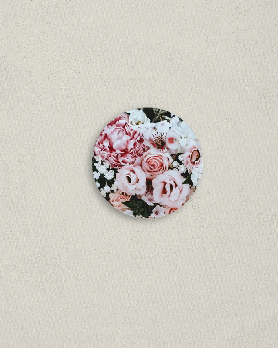 This is a 2" circle Envelope Seal called Fantasia Garden printed in full color