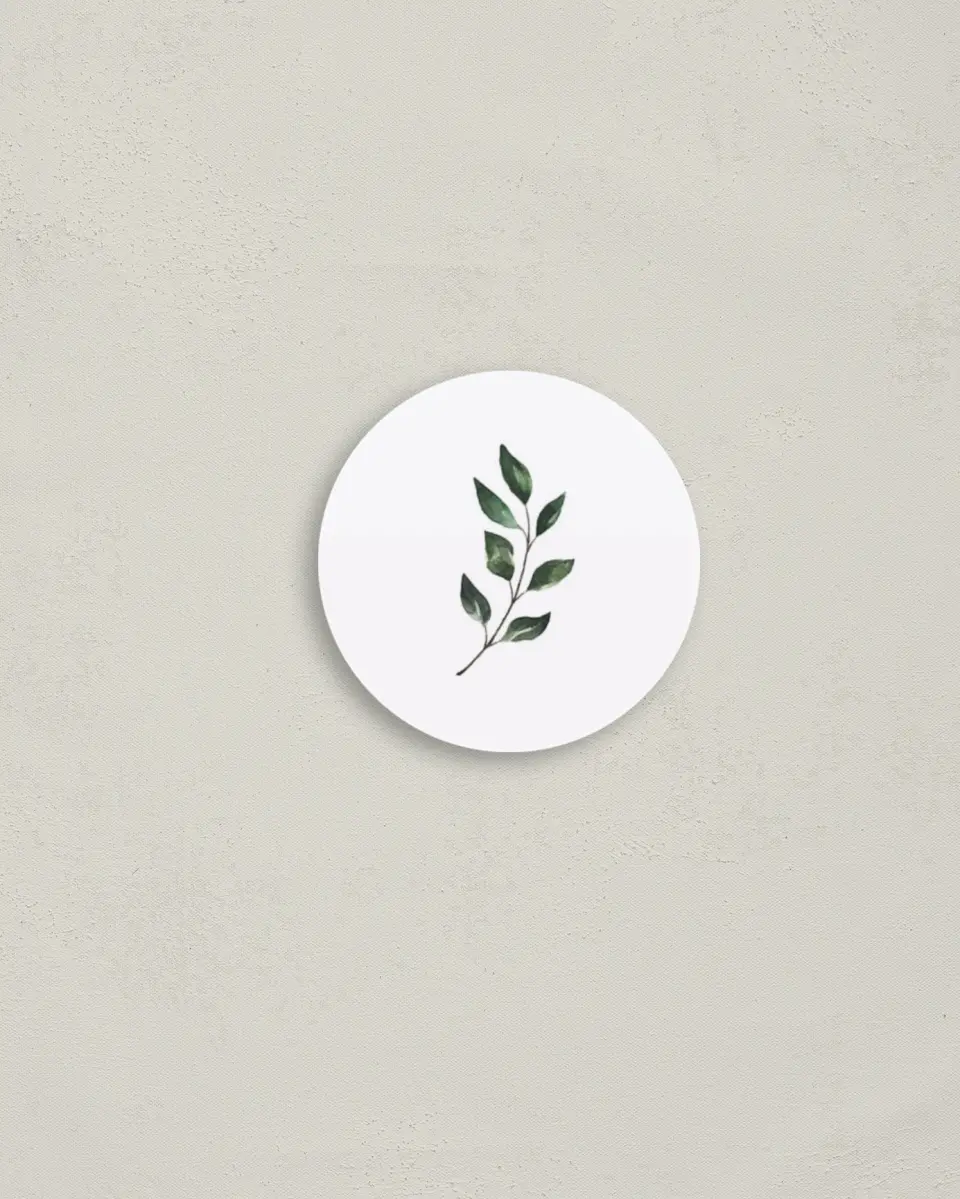This is a 2" circle Envelope Seal called Sprinkled Sprig printed in full color