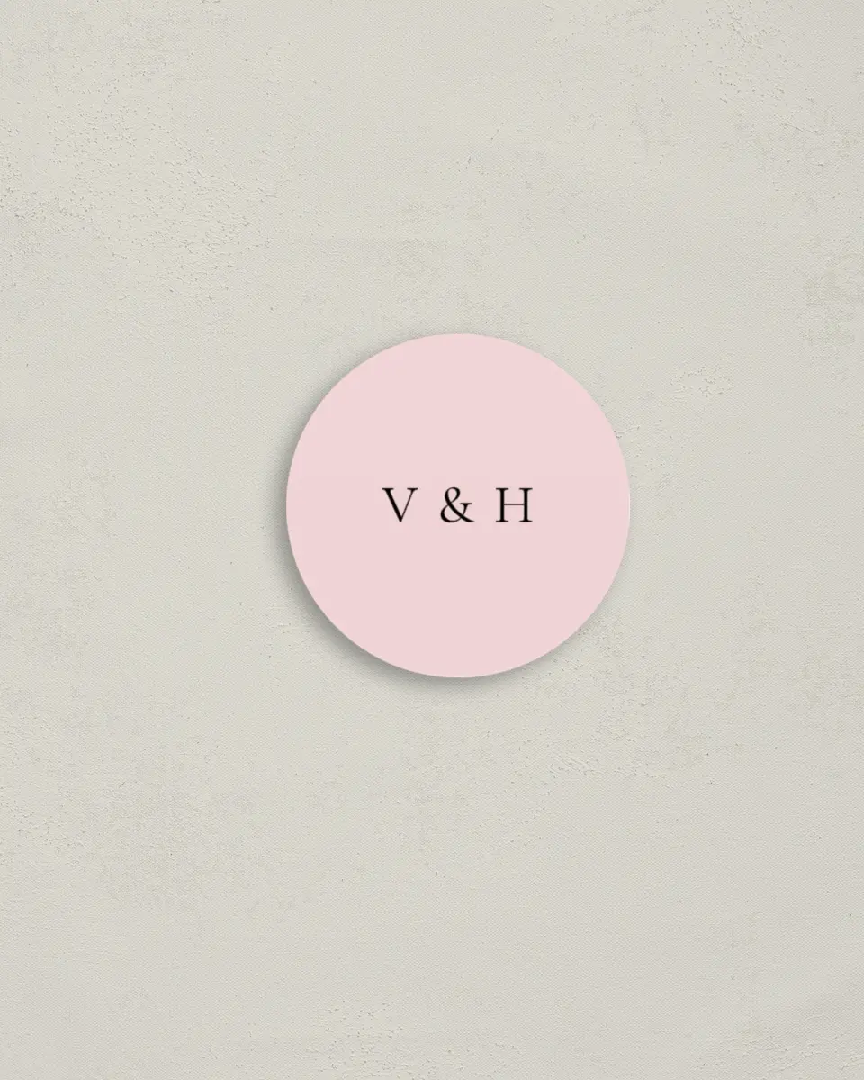 This is a 2" circle Envelope Seal called Lovely Blush printed in full color
