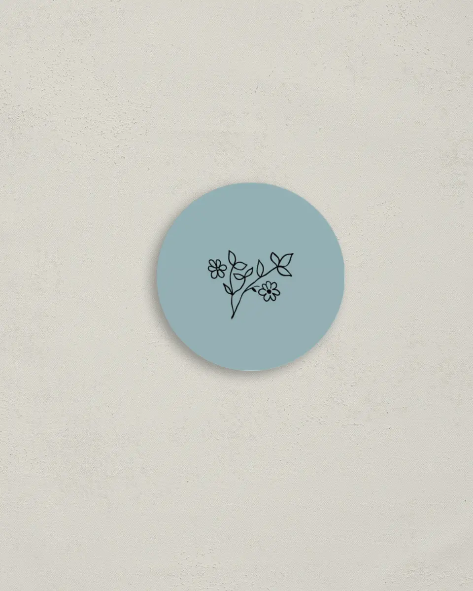 This is a 2" circle Envelope Seal called Cool Blooms printed in full color