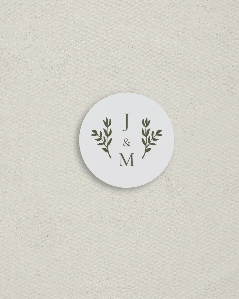 This is a 2" circle Envelope Seal called Floral Bliss printed in full color
