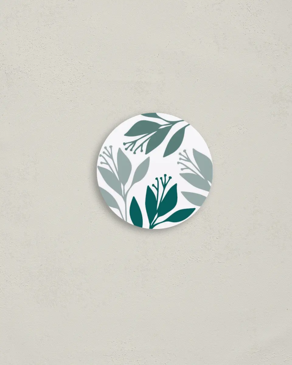This is a 2" circle Envelope Seal called Blooming Delight printed in full color