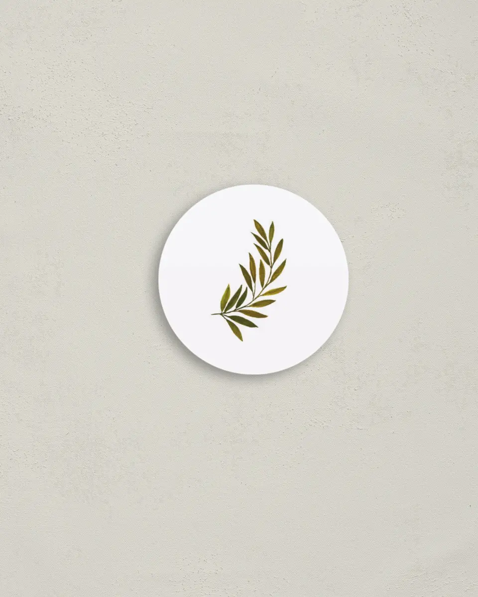 This is a 2" circle Envelope Seal called Gilded Sage printed in full color