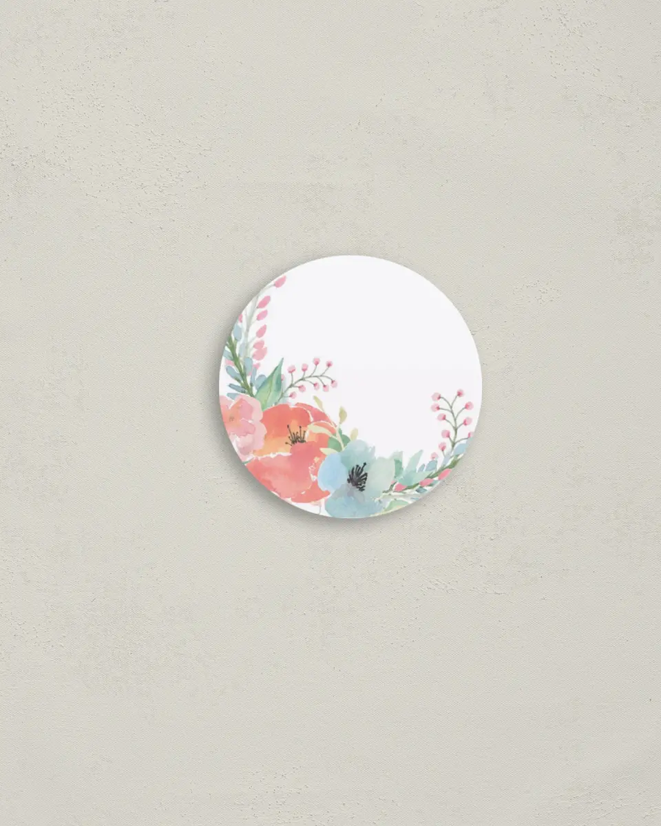 This is a 2" circle Envelope Seal called Joyful Medley printed in full color
