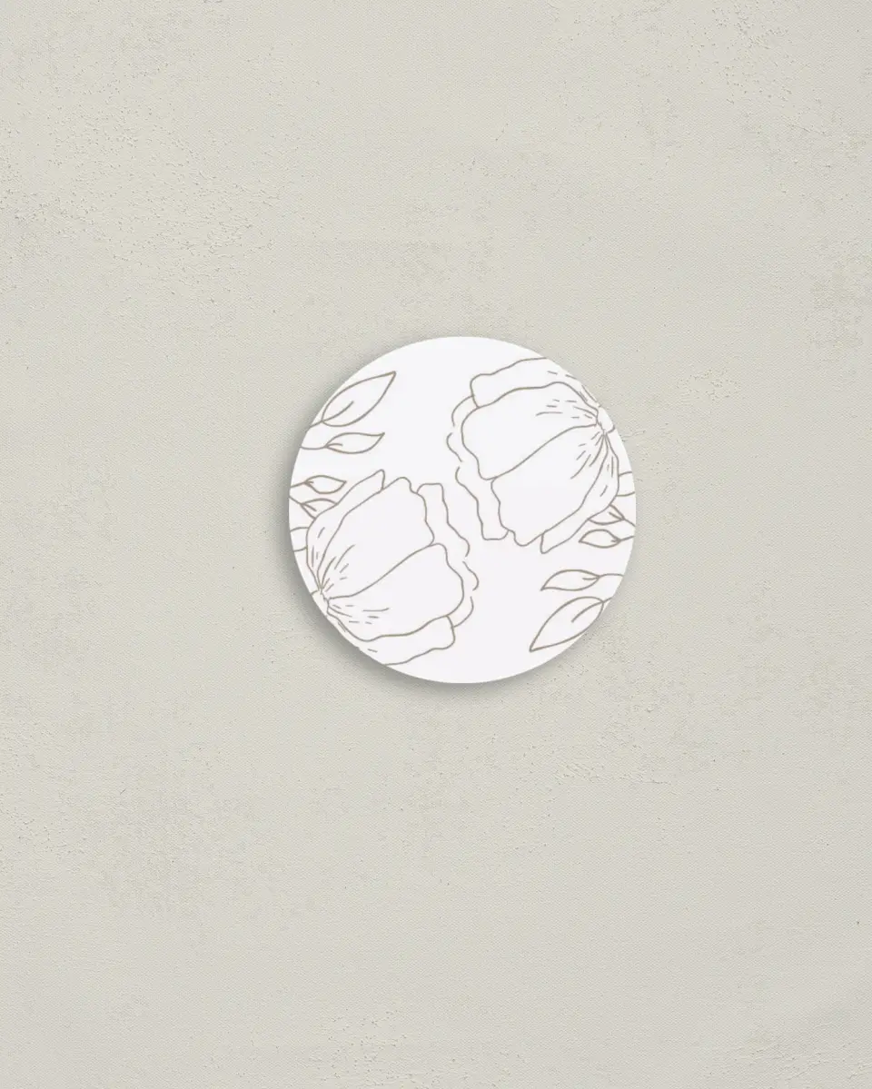 This is a 2" circle Envelope Seal called Delicate Splendor printed in full color