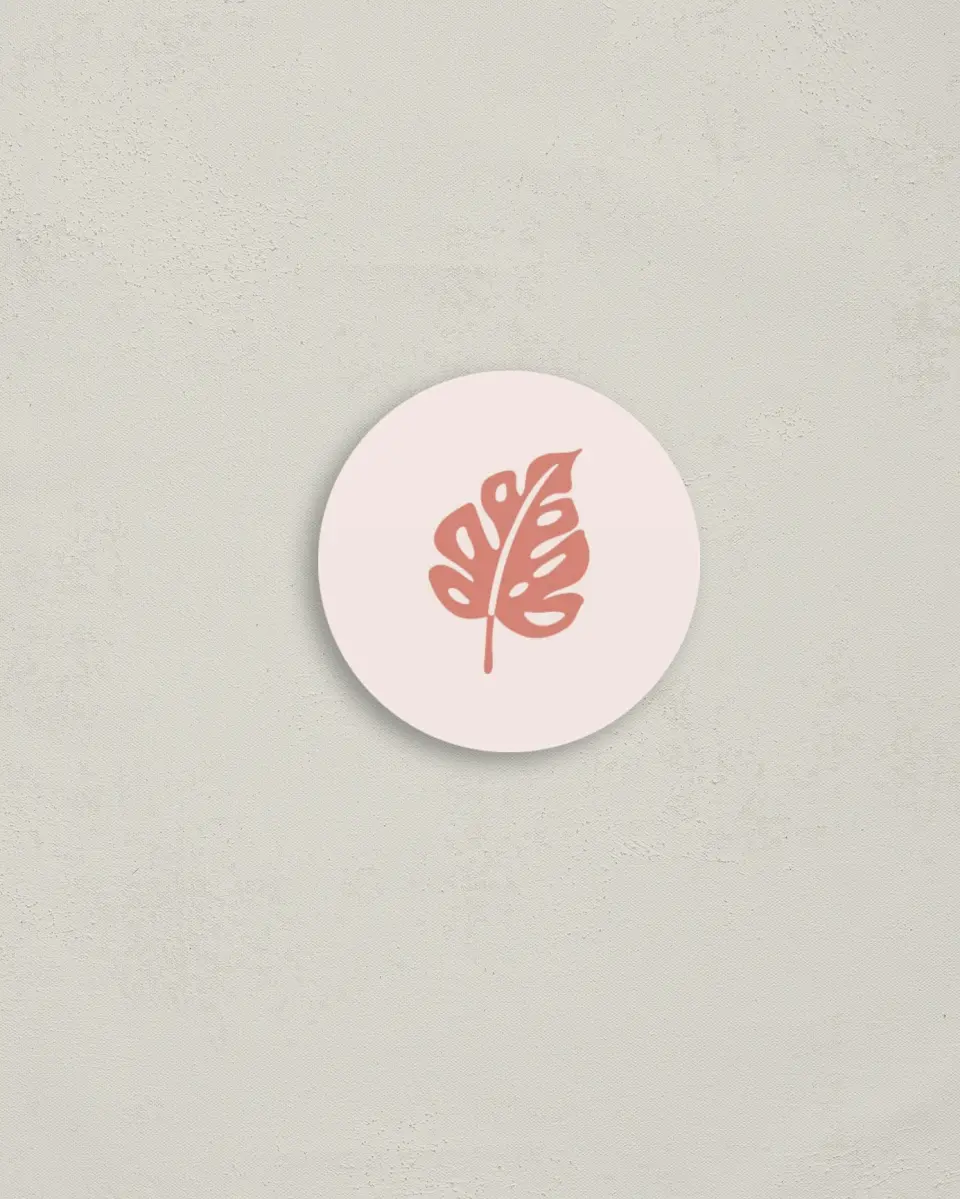 This is a 2" circle Envelope Seal called Tropical Palms printed in full color