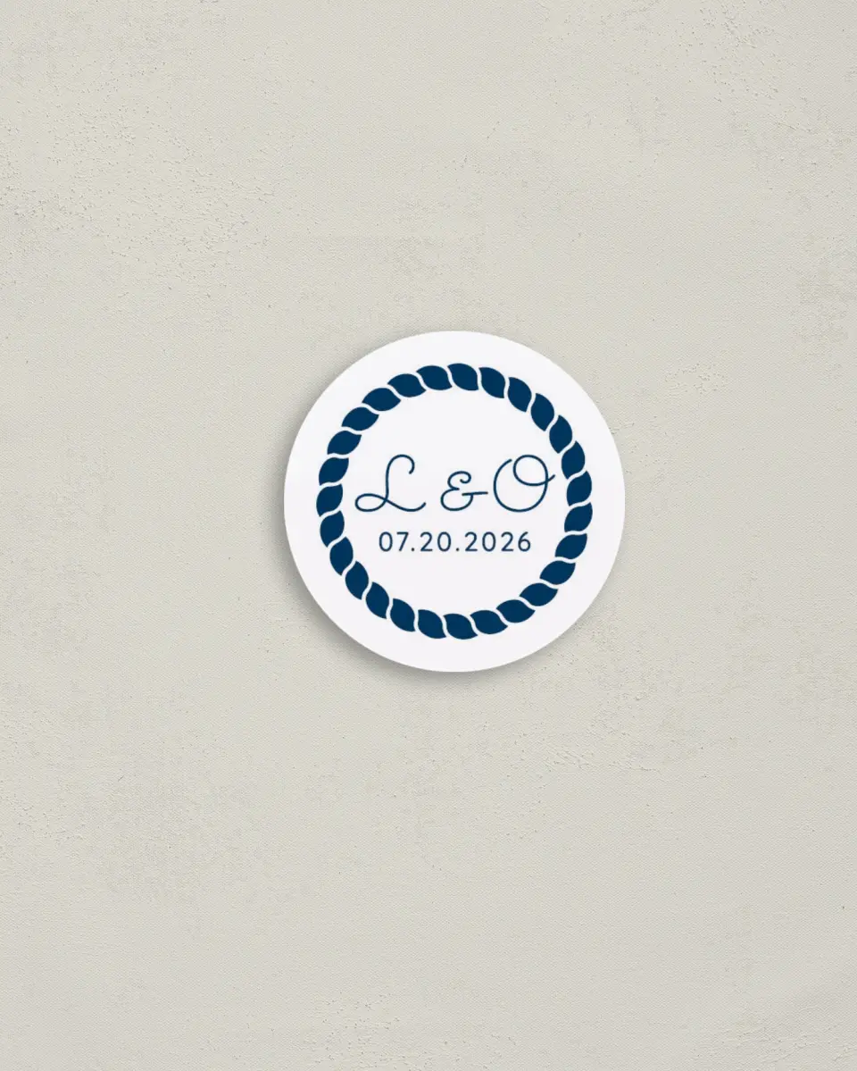 This is a 2" circle Envelope Seal called Nautical Stripes printed in full color