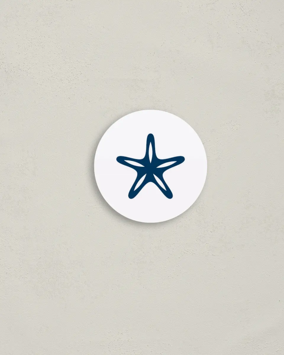 This is a 2" circle Envelope Seal called Beachcomber printed in full color