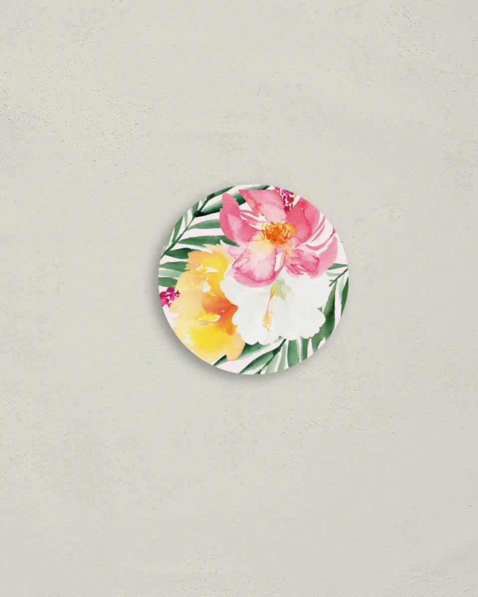 This is a 2" circle Envelope Seal called Paradise of Love printed in full color