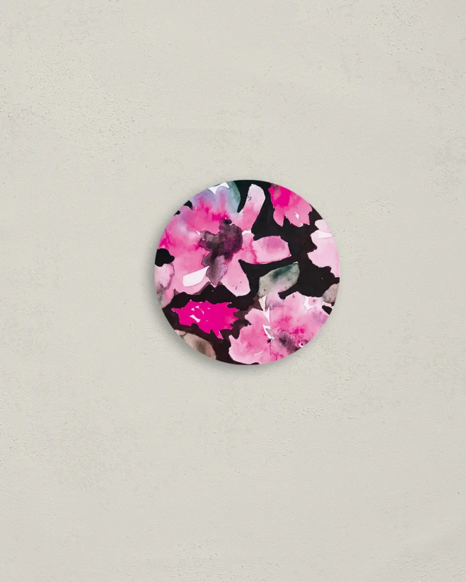 This is a 2" circle Envelope Seal called Dark Blooms printed in full color