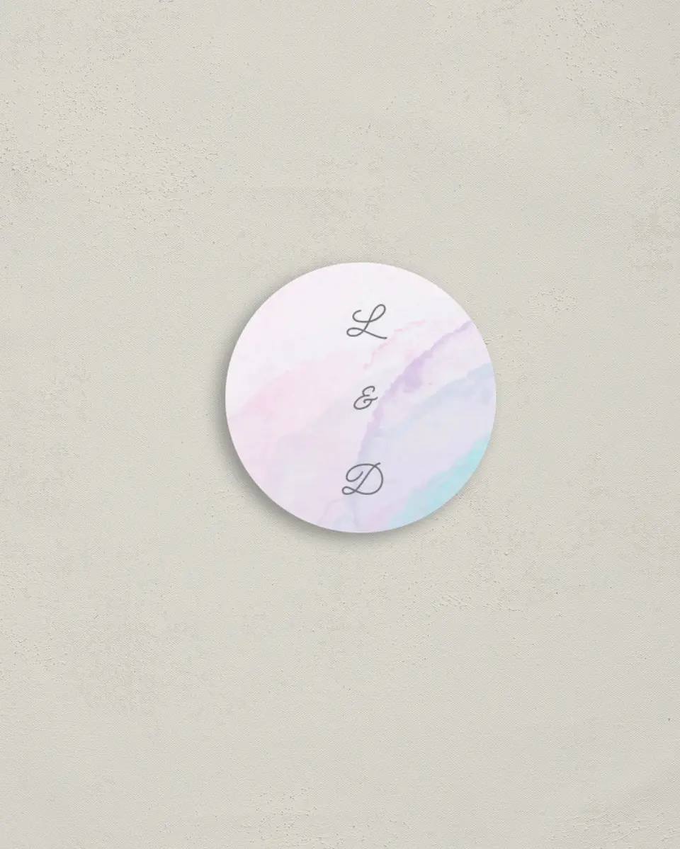 This is a 2" circle Envelope Seal called Joyful Enchantment printed in full color